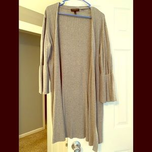 Long Gray Cardigan with Flowy sleeves